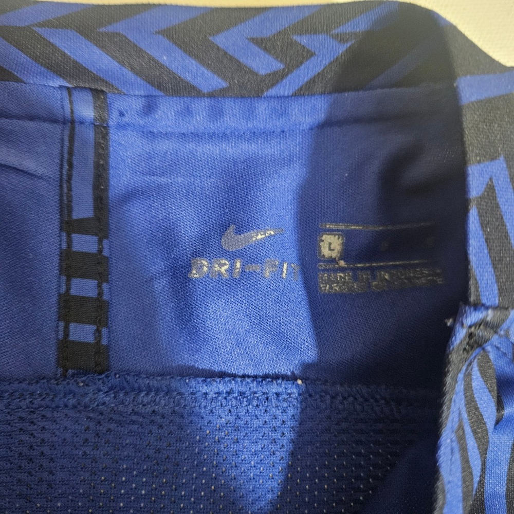 Nike Mens Dri-FIT Soccer Training Jersey Blue Black Geometric Dazzle Shirt L - Picture 3 of 5